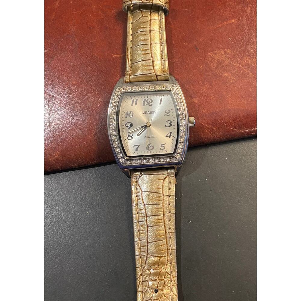 Women's Embassy Watch, Silver Tone with Crystal Accents